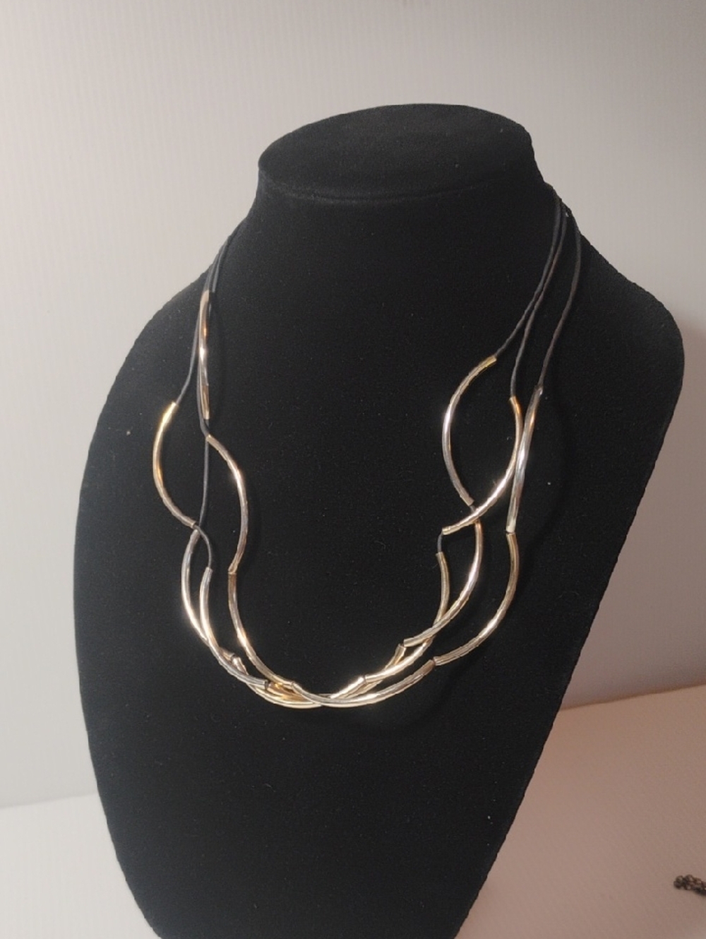 Lizzy James Assymetrical Metal And Cord Necklace Unique And Hand Made In USA